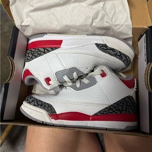 Jordan Kids White and Red Sneakers
